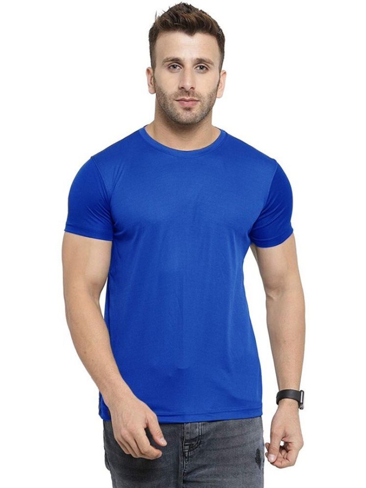     			TQH Polyester Regular Fit Solid Half Sleeves Men's Round T-Shirt - Blue ( Pack of 1 )