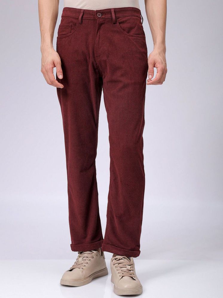     			The Indian Garage Co. Regular Flat Men's Chinos - Burgundy ( Pack of 1 )