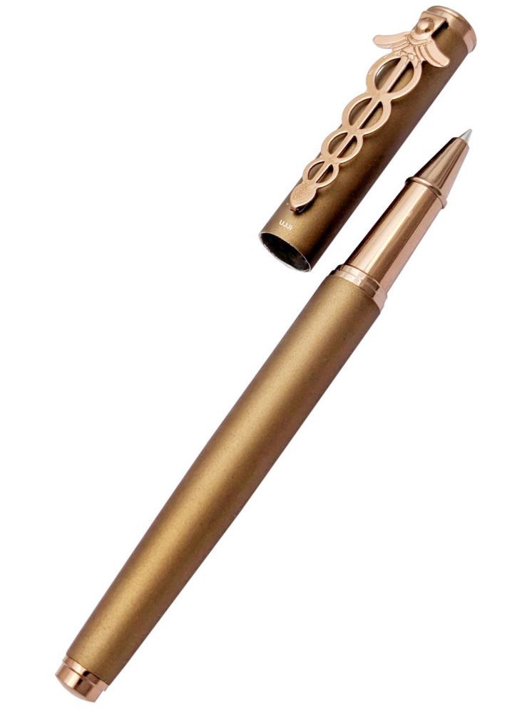     			UJJi Doctor Clip Deisgn Pen in Brown Colour with German Refill Roller Ball Pen