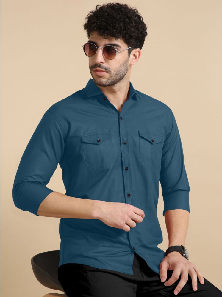     			VTEXX Cotton Blend Regular Fit Solids Full Sleeves Men's Casual Shirt - Teal ( Pack of 1 )