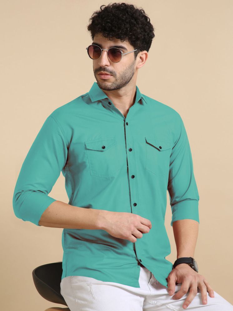     			VTEXX Cotton Blend Regular Fit Solids Full Sleeves Men's Casual Shirt - Sea Green ( Pack of 1 )