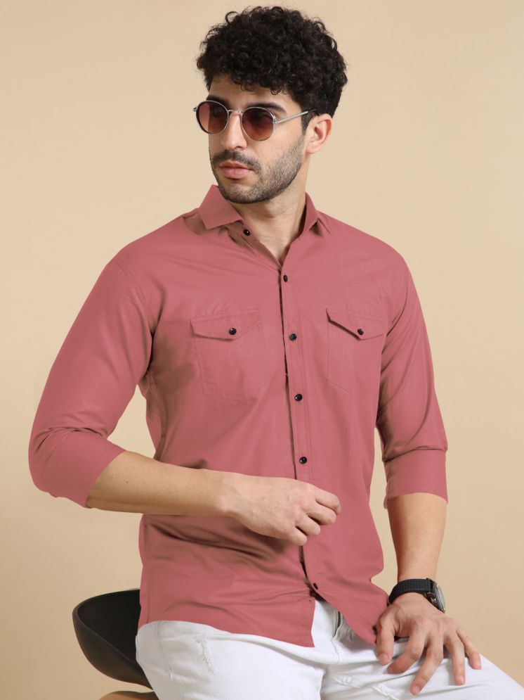     			VTEXX Cotton Blend Regular Fit Solids Full Sleeves Men's Casual Shirt - Peach ( Pack of 1 )