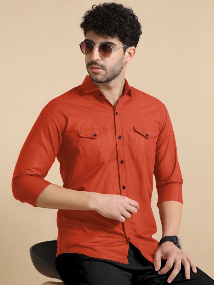     			VTEXX Cotton Blend Regular Fit Solids Full Sleeves Men's Casual Shirt - Orange ( Pack of 1 )