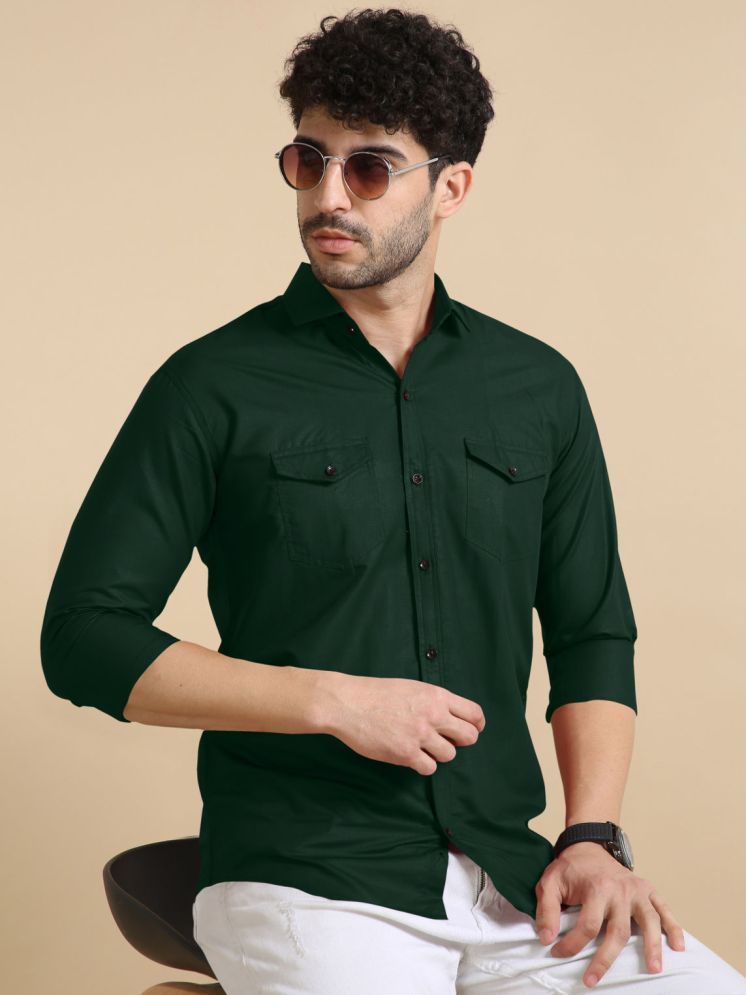     			VTEXX Cotton Blend Regular Fit Solids Full Sleeves Men's Casual Shirt - Green ( Pack of 1 )