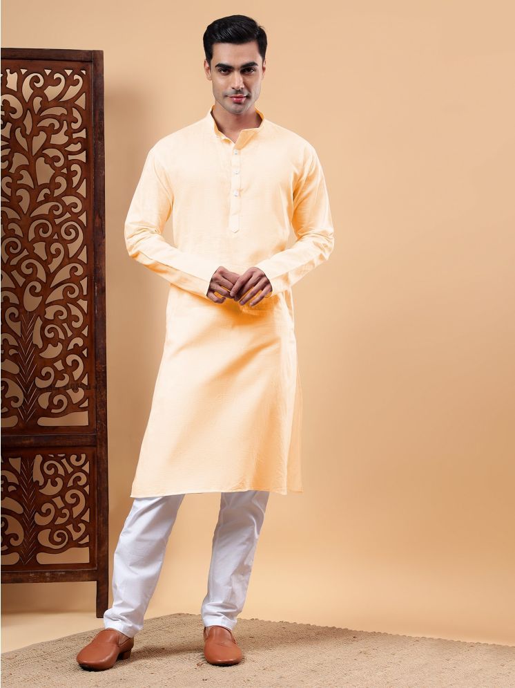     			Yugnik Orange Cotton Regular Fit Men's Kurta Pyjama Set ( Pack of 1 )