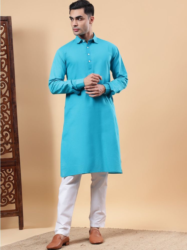     			Yugnik Turquoise Cotton Regular Fit Men's Kurta Pyjama Set ( Pack of 1 )