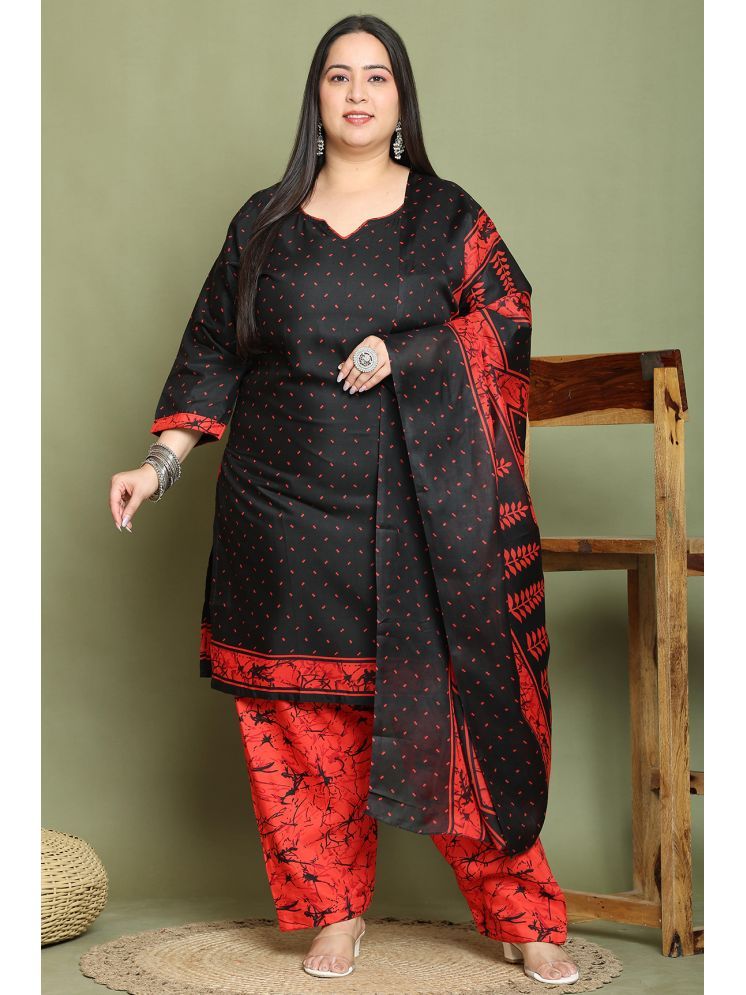     			wonder weave Cotton Blend Printed Kurti With Patiala Women's Stitched Salwar Suit - Black ( Pack of 1 )