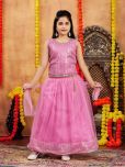 Aarika Net Lehenga Choli Set For Girls ( Pack of 1 , Pink )