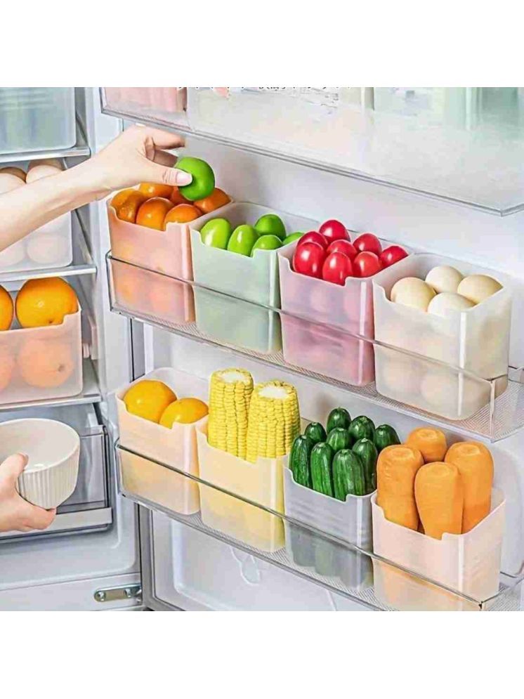     			2Mech FRIDGE CONTAINER Plastic White Multi-Purpose Container ( Set of 8 )