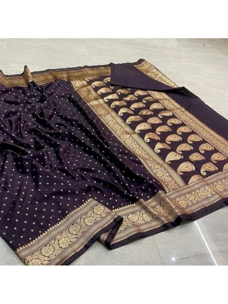     			A TO Z CART Pack of 1 Banarasi Silk Embellished Saree With Blouse Piece ( Black )