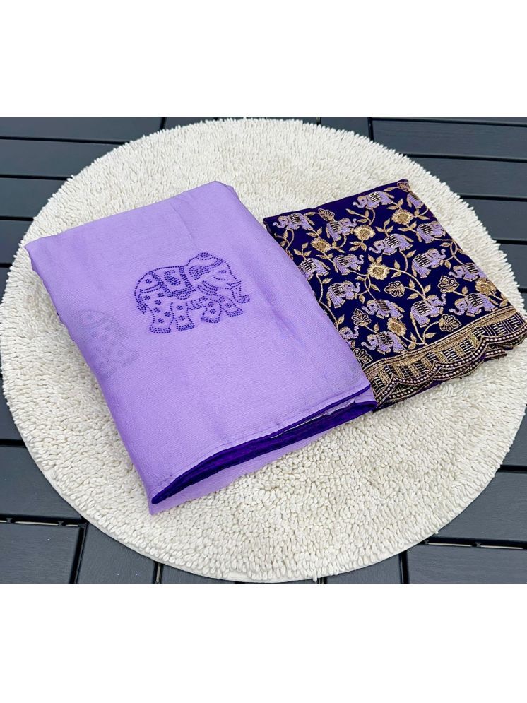     			A TO Z CART Pack of 1 Chiffon Embellished Saree With Blouse Piece ( Lavender )