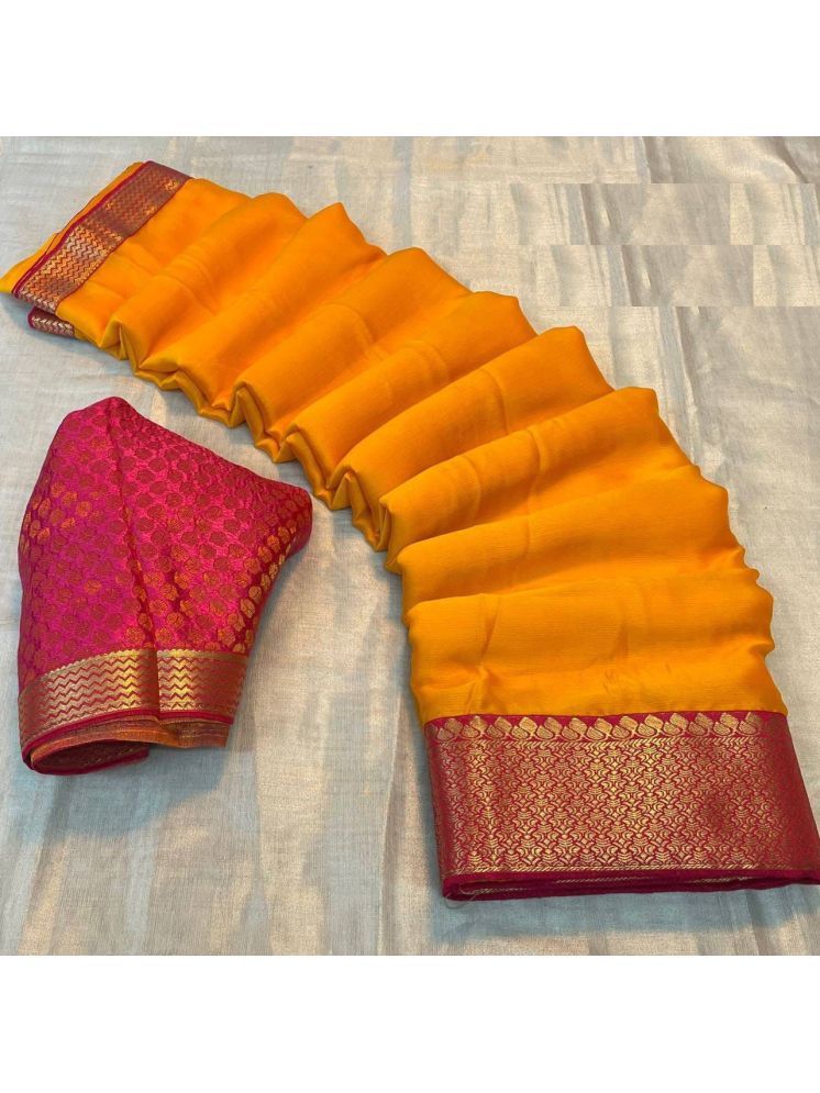     			Aika Pack of 1 Chiffon Solid Saree With Blouse Piece ( Mustard )