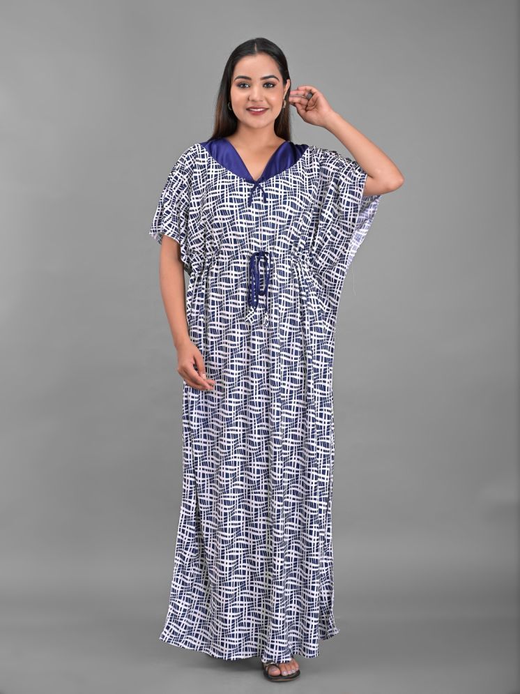     			Anjaneya Creations Blue Satin Women's Nightwear Kaftan Night Dress ( Pack of 1 )