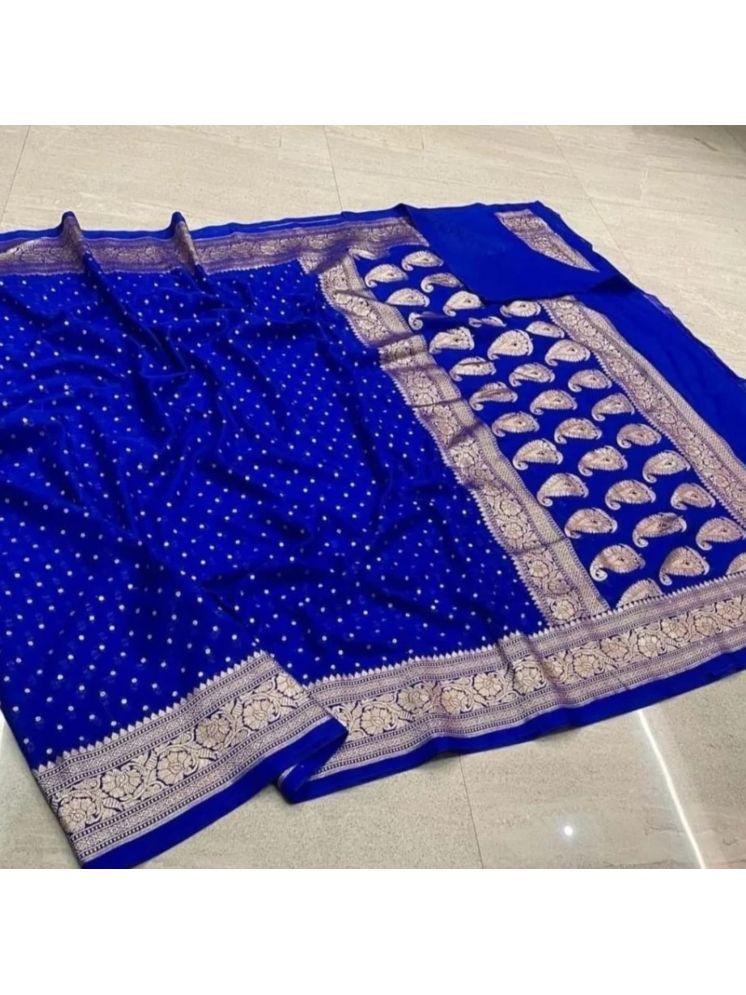     			Apnisha Pack of 1 Banarasi Silk Embellished Saree With Blouse Piece ( Light Blue )