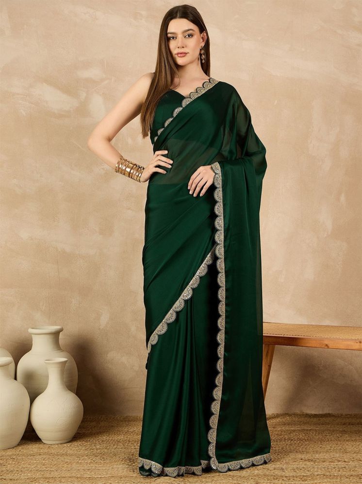     			BLEESBURY Pack of 1 Chiffon Embroidered Saree With Blouse Piece ( Green )