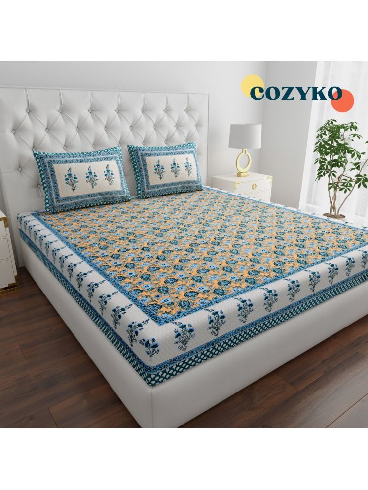     			COZYKO Cotton 1 Double King Bedsheet with 2 Pillow Covers ( Blue )