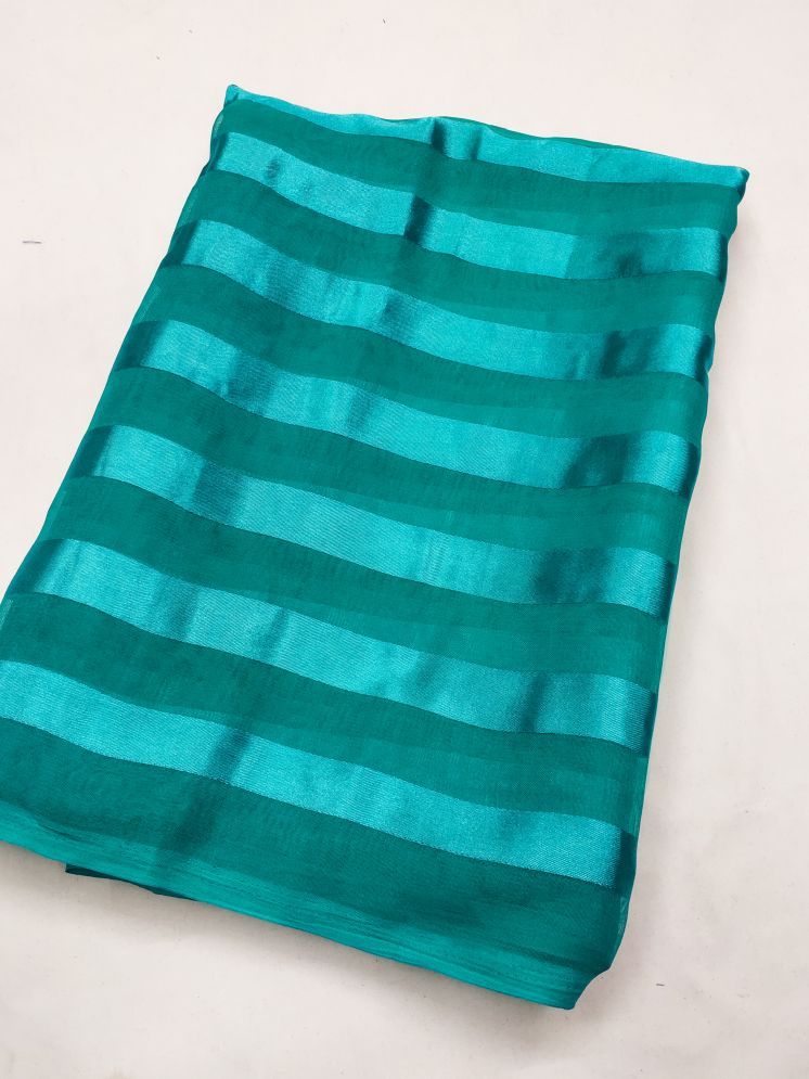     			Kashvi Sarees Pack of 1 Satin Striped Saree With Blouse Piece ( Green )