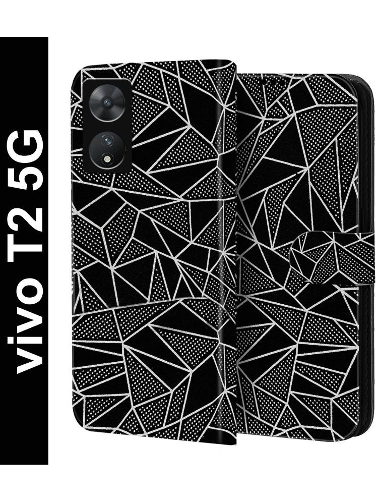     			Knotyy Black Flip Cover Artificial Leather Compatible For vivo T2 5G ( Pack of 1 )