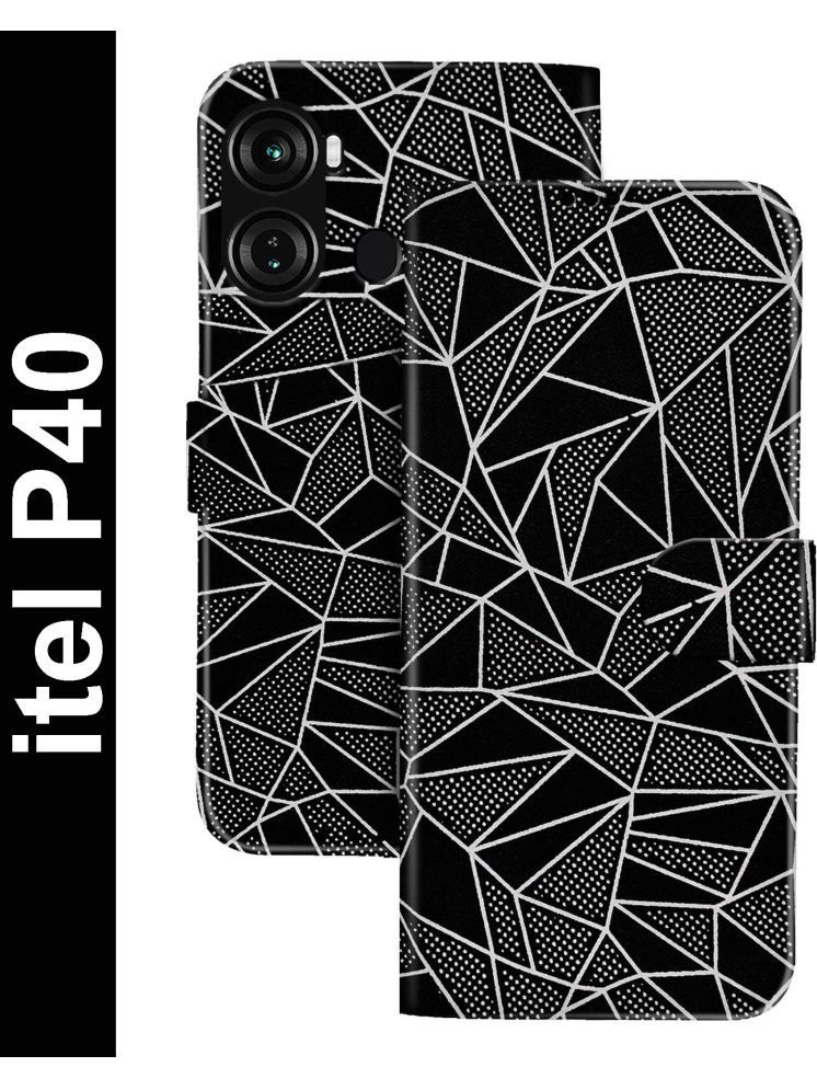     			Knotyy Black Flip Cover Artificial Leather Compatible For itel P40 ( Pack of 1 )