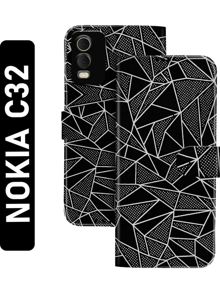     			Knotyy Black Flip Cover Artificial Leather Compatible For Nokia C32 ( Pack of 1 )