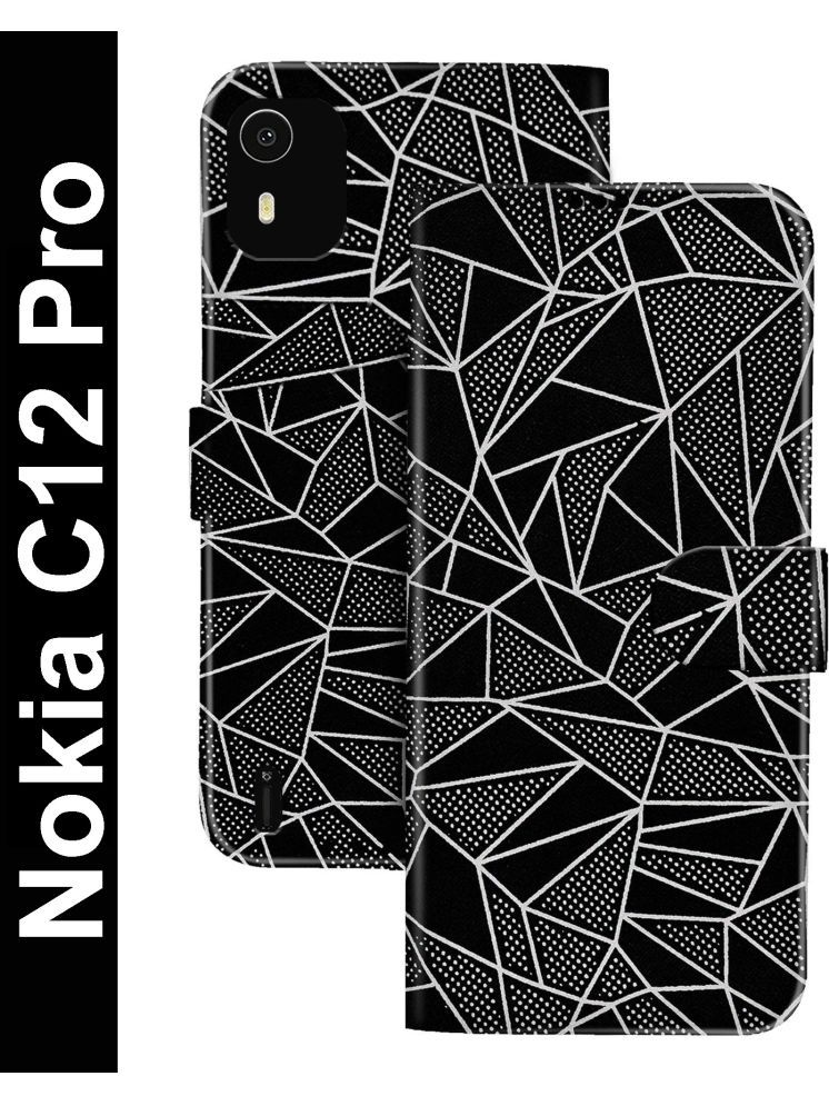     			Knotyy Black Flip Cover Artificial Leather Compatible For Nokia C12 Pro ( Pack of 1 )