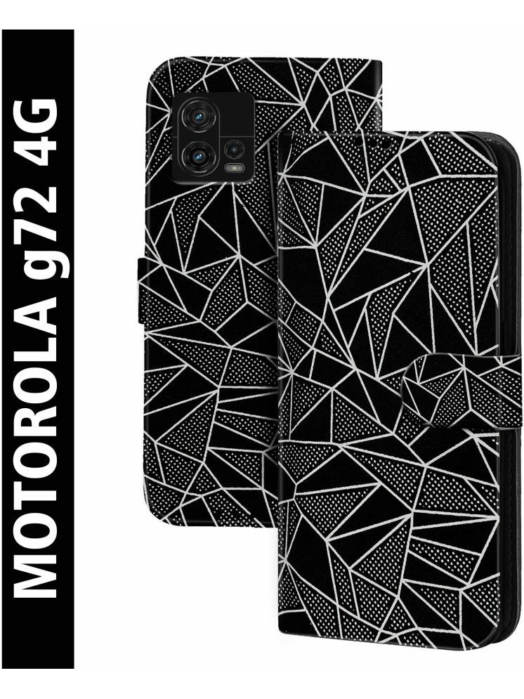     			Knotyy Black Flip Cover Artificial Leather Compatible For MOTOROLA Moto G72 ( Pack of 1 )