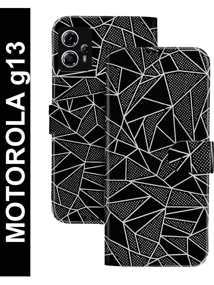     			Knotyy Black Flip Cover Artificial Leather Compatible For Motorola Moto G13 ( Pack of 1 )