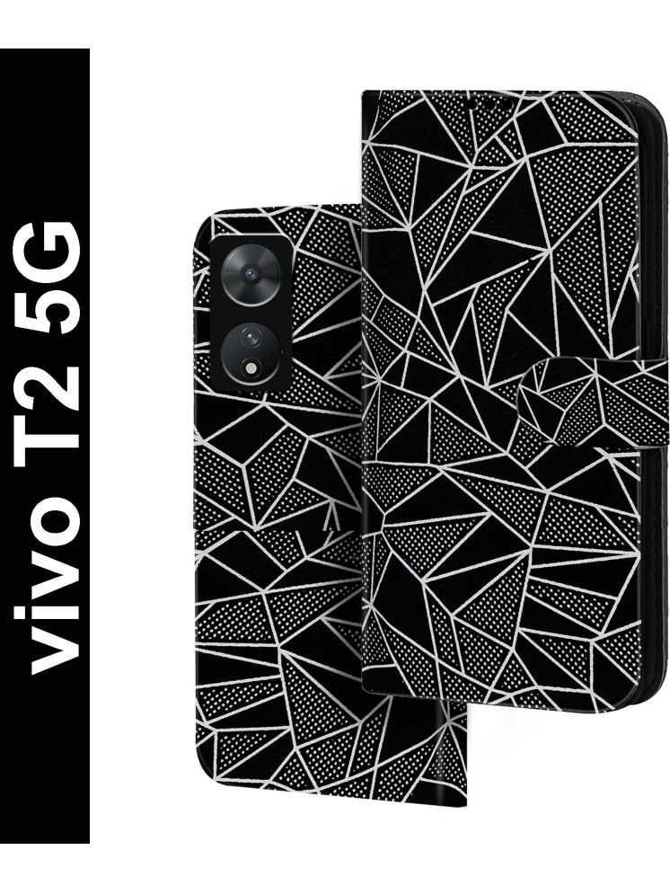     			Knotyy Black Flip Cover Artificial Leather Compatible For vivo T2 5G ( Pack of 1 )