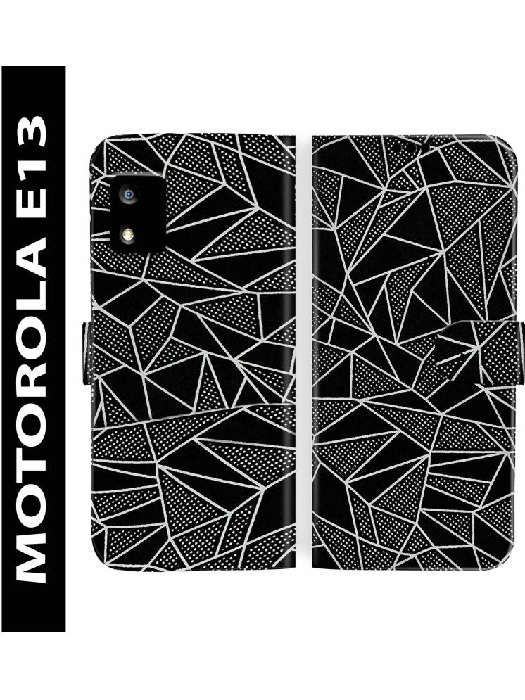     			Knotyy Black Flip Cover Artificial Leather Compatible For Motorola Moto E13 ( Pack of 1 )