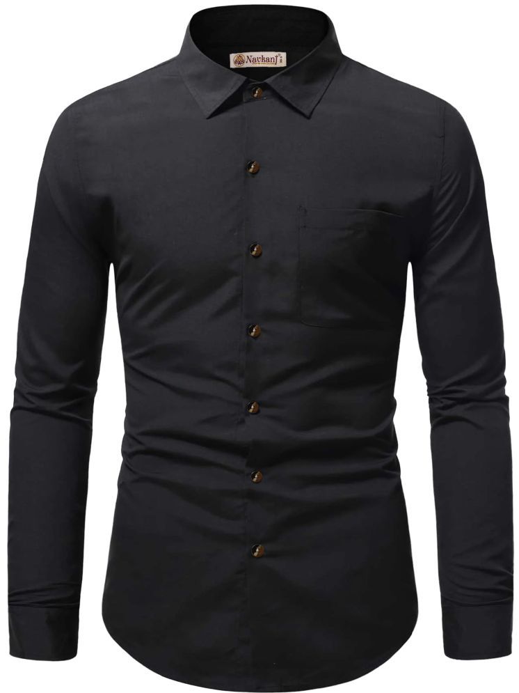     			Navkanj Cotton Slim Fit Full Sleeves Men's Formal Shirt - Black ( Pack of 1 )