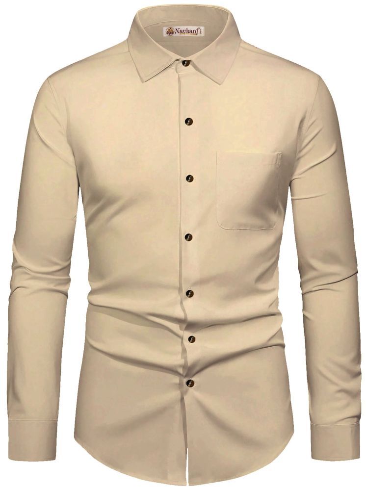     			Navkanj Cotton Slim Fit Full Sleeves Men's Formal Shirt - Beige ( Pack of 1 )