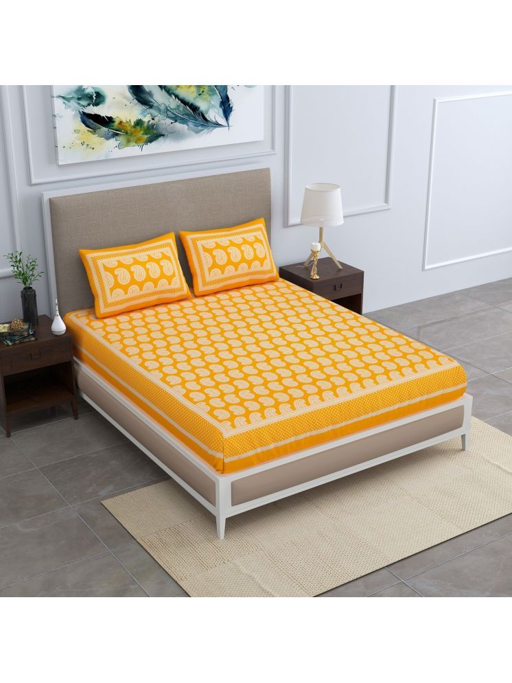     			PETROSOLY Cotton 1 Double Bedsheet with 2 Pillow Covers ( Yellow )