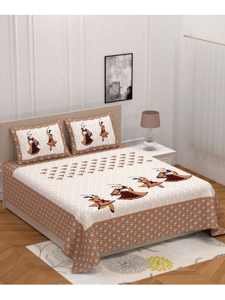     			PETROSOLY Cotton 1 Double Queen Bedsheet with 2 Pillow Covers ( Orange )