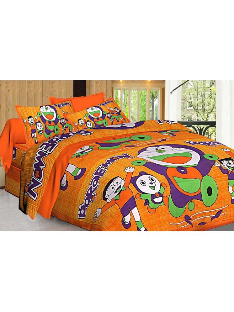     			PETROSOLY Cotton 1 Double Queen Bedsheet with 2 Pillow Covers ( Orange )