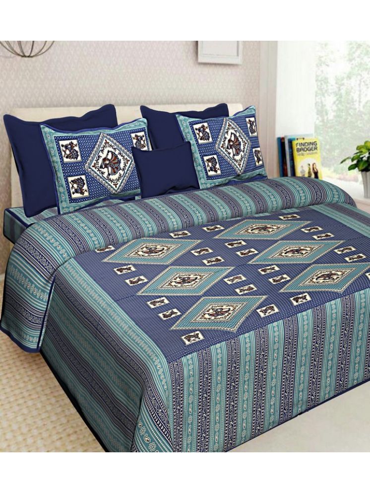     			PETROSOLY Cotton 1 Double Queen Bedsheet with 2 Pillow Covers ( Blue )