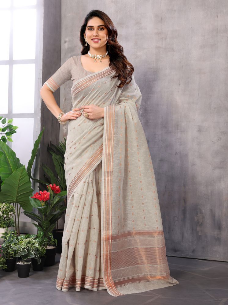     			Sidhidata Pack of 1 Cotton Woven Saree With Blouse Piece ( Grey )