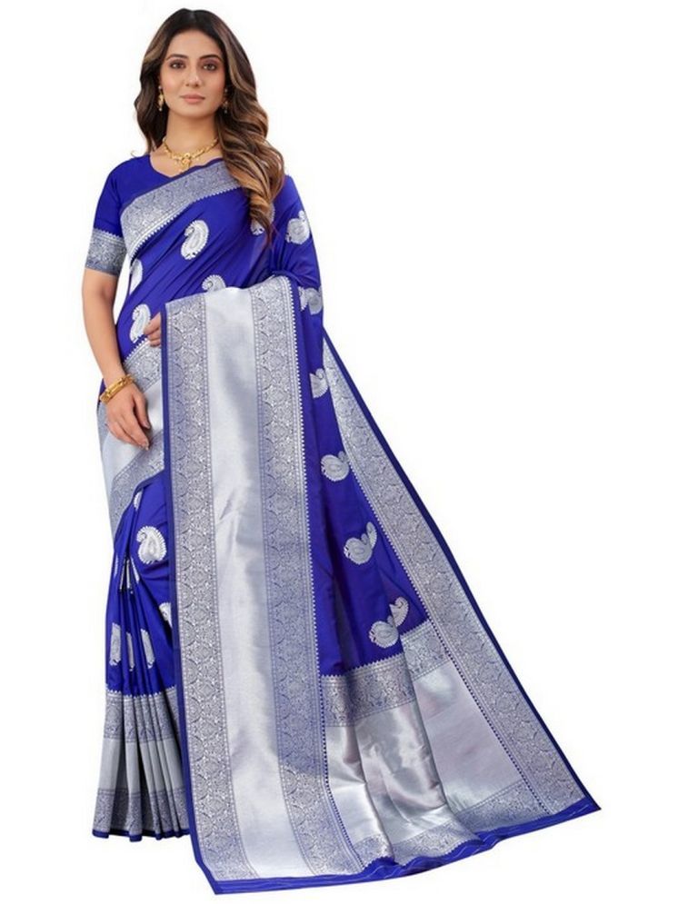     			Varni Fabrics Pack of 1 Silk Embellished Saree With Blouse Piece ( Light Blue )