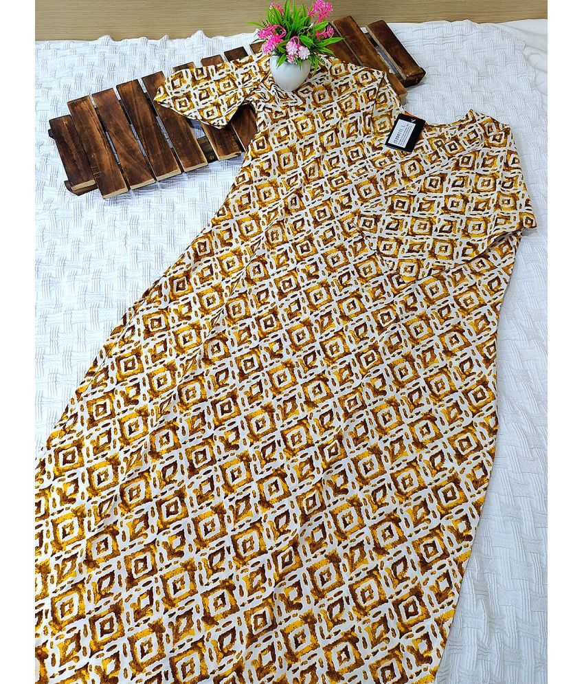     			Ethnicbasket Pack of 1 Crepe Printed Straight Women's Kurti - ( Yellow )