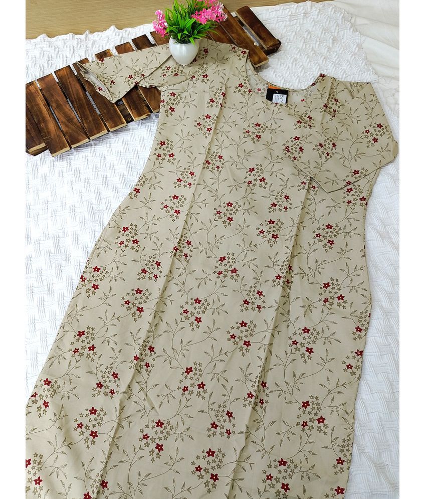     			Ethnicbasket Pack of 1 Crepe Printed Straight Women's Kurti - ( Beige )