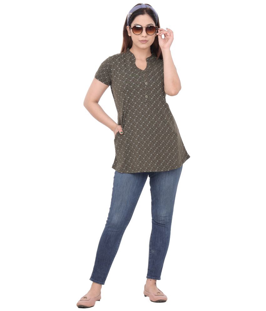     			just love Pack of 1 Cotton Blend Printed Straight Women's Kurti - ( Olive )