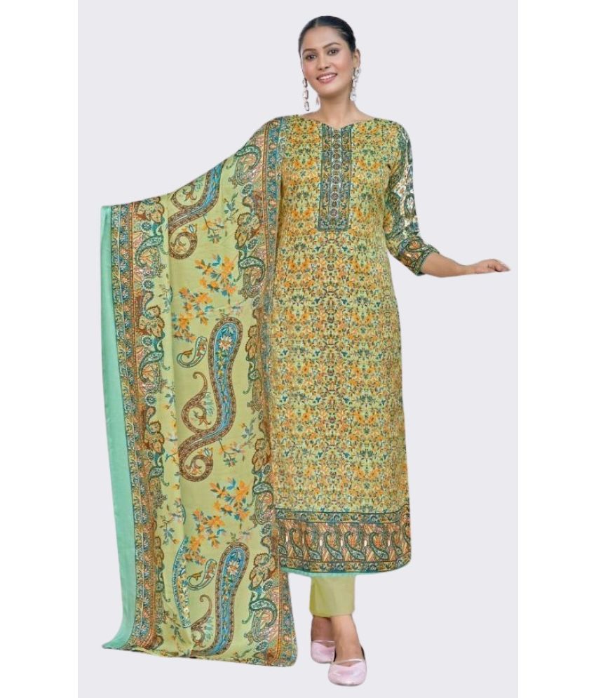     			Soul Essence Unstitched Woollen Printed Dress Material - Green ( Pack of 1 )