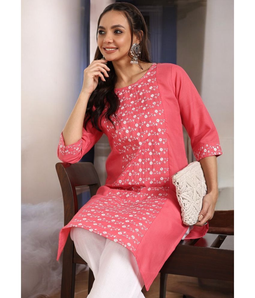     			VINHSCAPE Pack of 1 Cotton Embroidered A-line Women's Kurti - ( Multicolor )