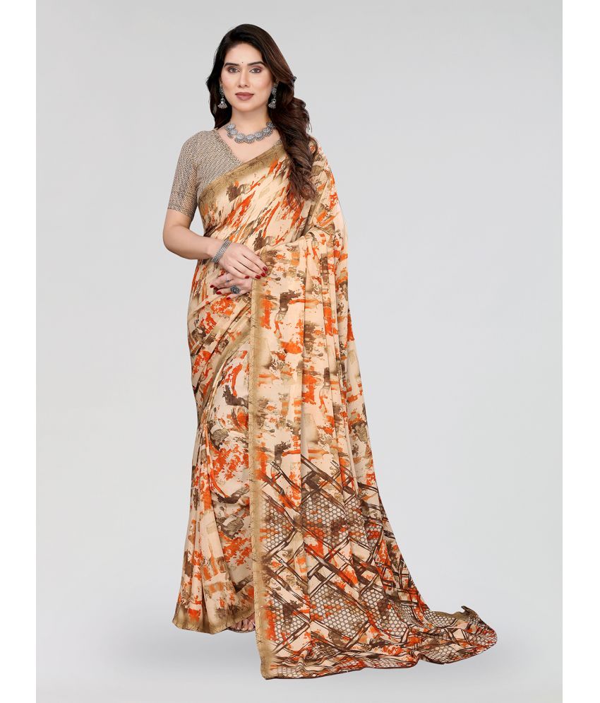     			ANAND SAREES Pack of 1 Georgette Printed Saree With Blouse Piece ( Cream )