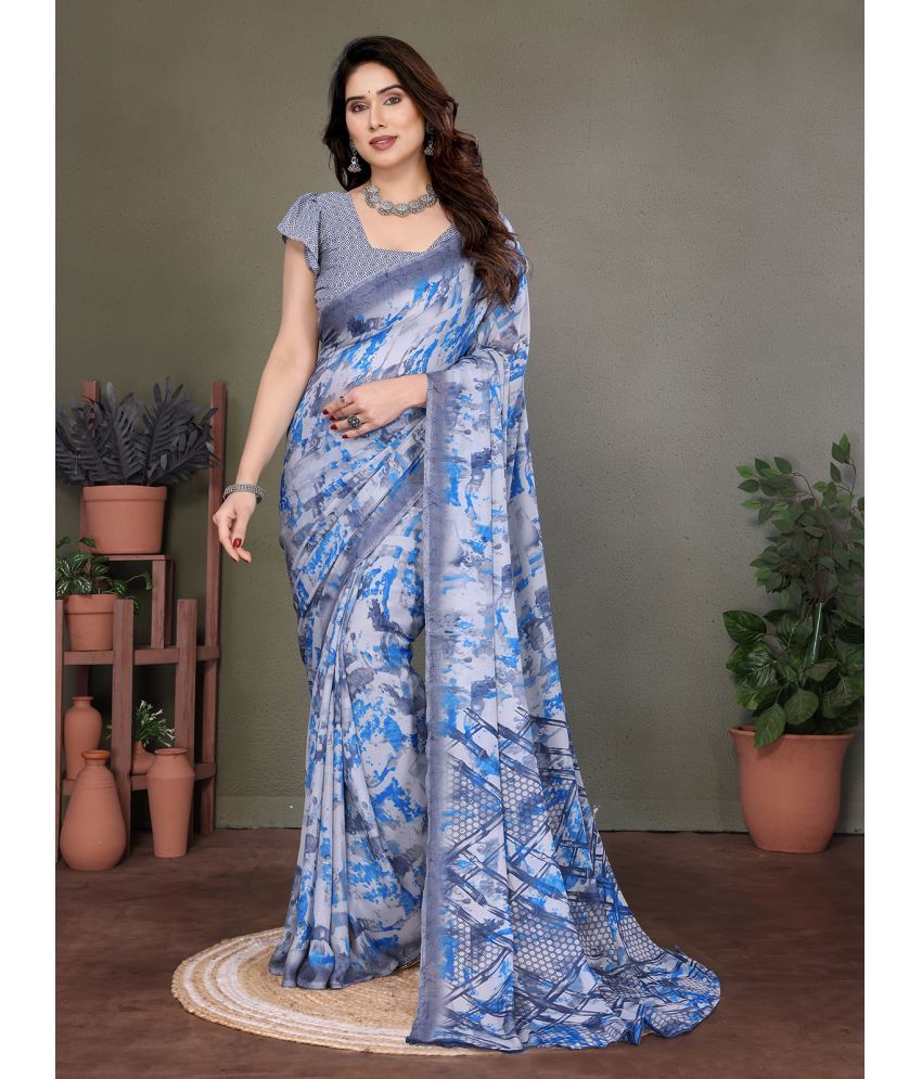     			ANAND SAREES Pack of 1 Georgette Printed Saree With Blouse Piece ( Blue )