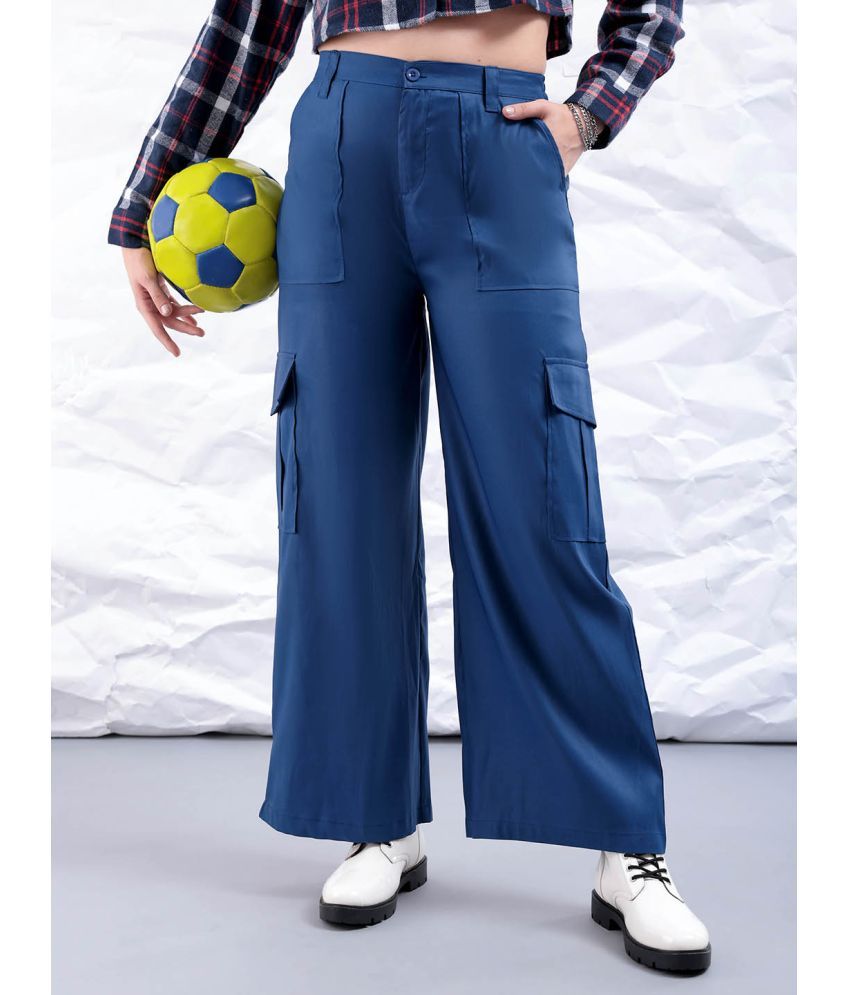     			Freehand Pack of 1 Polyester Flared Women's Cargo Pants ( Blue )