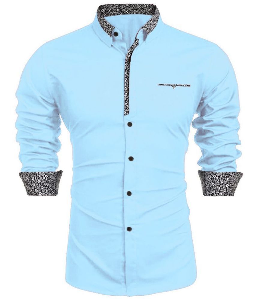     			WEBRIC Cotton Blend Regular Fit Solids Full Sleeves Men's Casual Shirt - Aqua Blue ( Pack of 1 )