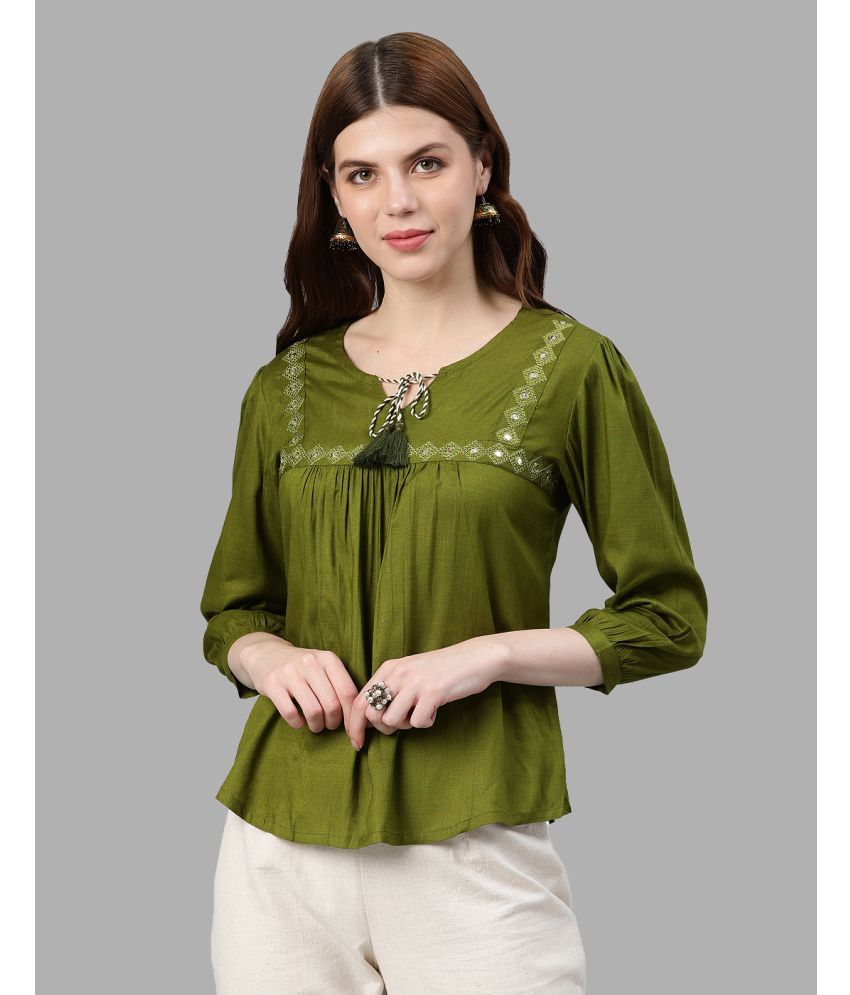     			Yash Gallery Green Rayon Women's Regular Top ( Pack of 1 )