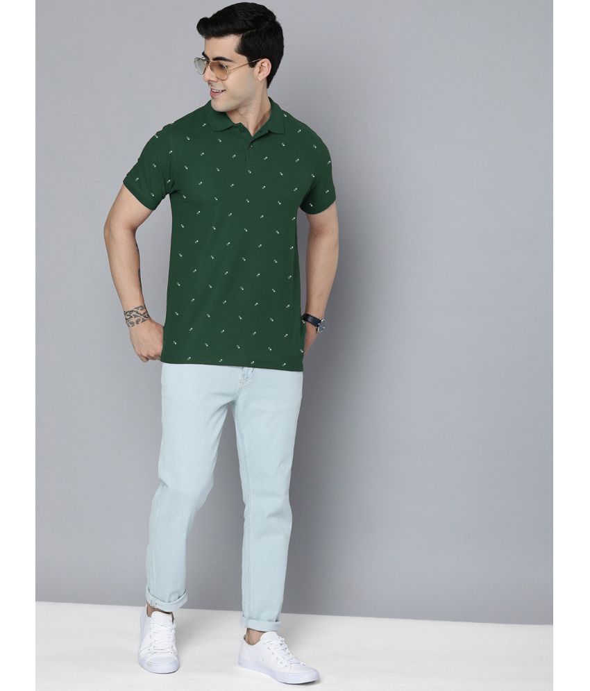     			AIN6 Pack of 1 Cotton Blend Regular Fit Printed Half Sleeves Men's Polo T Shirt ( Green )