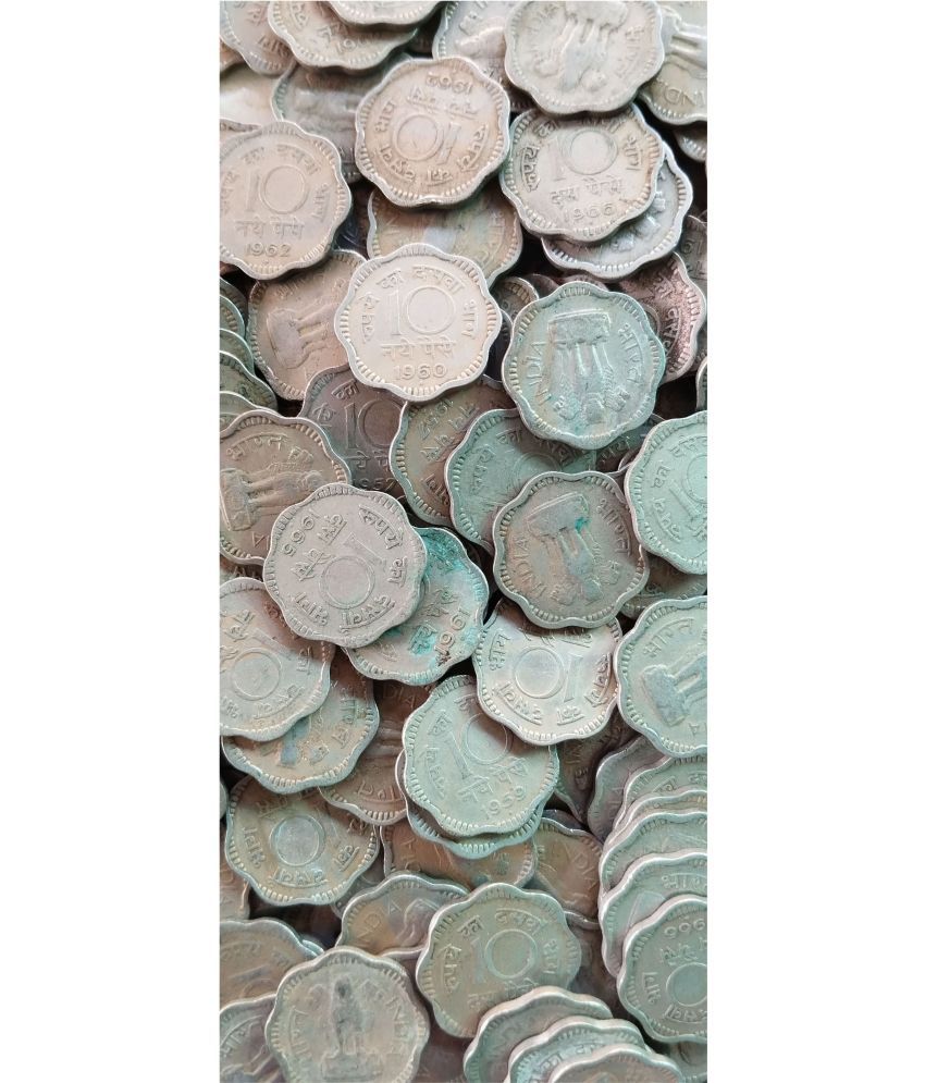     			10 Naye Paisa Copper Nickel Circulated Condition 1957 - 1966 Mixed Year 500 PCS Lot