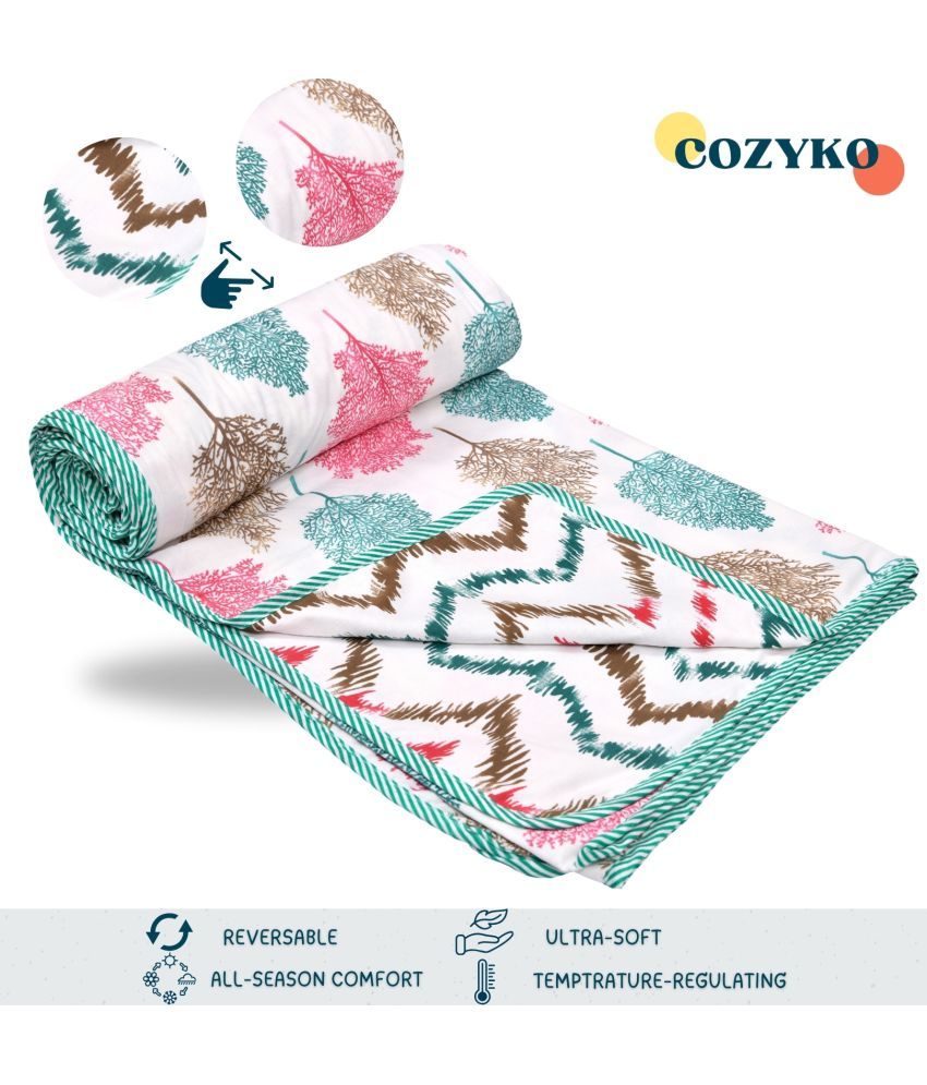     			COZYKO Cotton Printed Double Bed Dohar - Green ( )